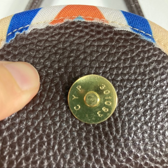 Brown Faux Leather Side Tote Purse w/ Colorful Detailing - Picture 6 of 12